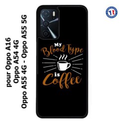 Coque pour Oppo A55 4G et A55 5G My Blood Type is Coffee - coque café