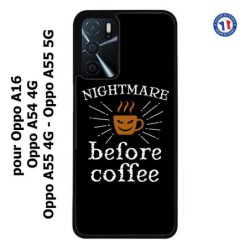 Coque pour Oppo A16 Nightmare before Coffee - coque café