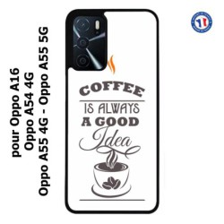 Coque pour Oppo A16 Coffee is always a good idea - fond blanc