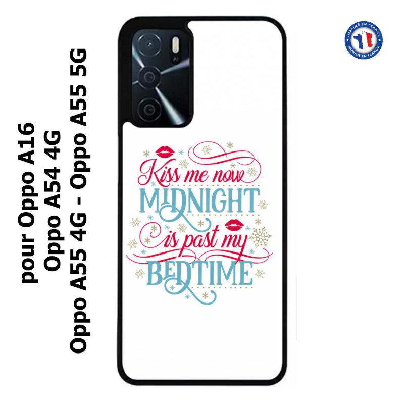 Coque pour Oppo A55 4G et A55 5G Kiss me now Midnight is past my Bedtime amour embrasse-moi