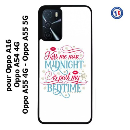 Coque pour Oppo A55 4G et A55 5G Kiss me now Midnight is past my Bedtime amour embrasse-moi