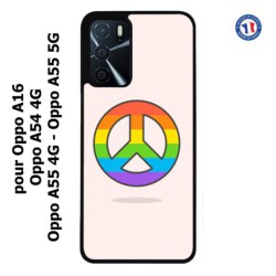 Coque pour Oppo A16 Peace and Love LGBT - couleur arc en ciel