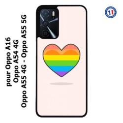 Coque pour Oppo A55 4G et A55 5G Rainbow hearth LGBT - couleur arc en ciel Coeur LGBT