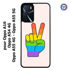 Coque pour Oppo A16 Rainbow Peace LGBT - couleur arc en ciel Main Victoire Paix LGBT