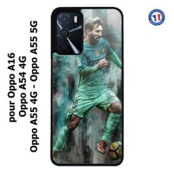 Coque pour Oppo A54 4G Lionel Messi FC Barcelone Foot vert-rouge-jaune