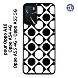 Coque pour Oppo A54 4G motif géométrique pattern noir et blanc - ronds et carrés