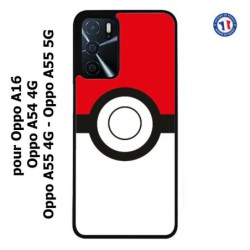Coque pour Oppo A55 4G et A55 5G rond noir sur fond rouge et blanc