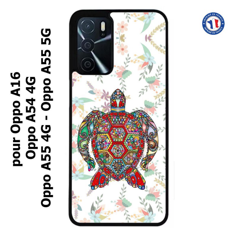 Coque pour Oppo A16 Tortue art floral