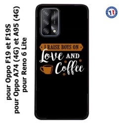 Coque pour Oppo A95 4G I raise boys on Love and Coffee - coque café