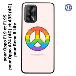 Coque pour Oppo A74 4G Peace and Love LGBT - couleur arc en ciel