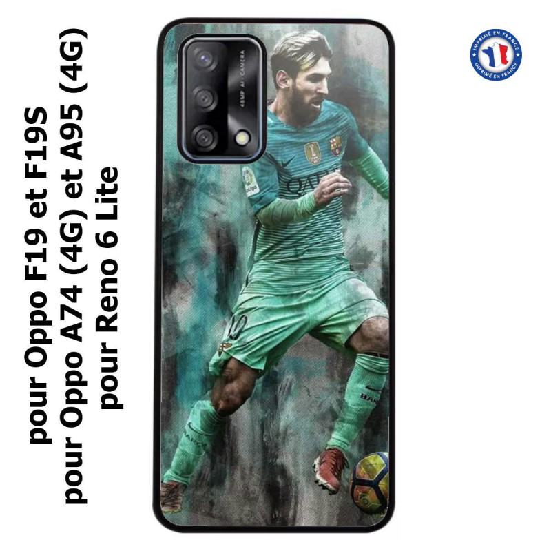 Coque pour Oppo A74 4G Lionel Messi FC Barcelone Foot vert-rouge-jaune