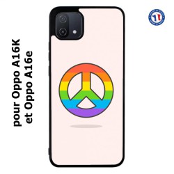 Coque pour Oppo A16K et Oppo A16e Peace and Love LGBT - couleur arc en ciel