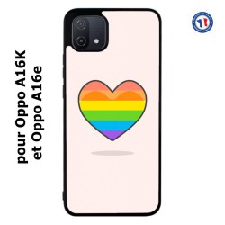 Coque pour Oppo A16K et Oppo A16e Rainbow hearth LGBT - couleur arc en ciel Coeur LGBT