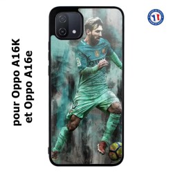 Coque pour Oppo A16K et Oppo A16e Lionel Messi FC Barcelone Foot vert-rouge-jaune