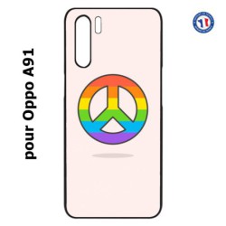 Coque pour Oppo A91 Peace and Love LGBT - couleur arc en ciel