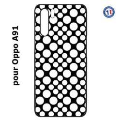 Coque pour Oppo A91 motif géométrique pattern N et B ronds blancs sur noir