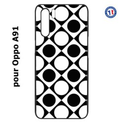Coque pour Oppo A91 motif géométrique pattern noir et blanc - ronds et carrés