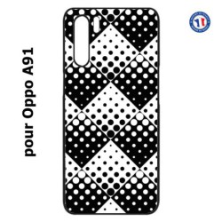 Coque pour Oppo A91 motif géométrique pattern noir et blanc - ronds carrés noirs blancs