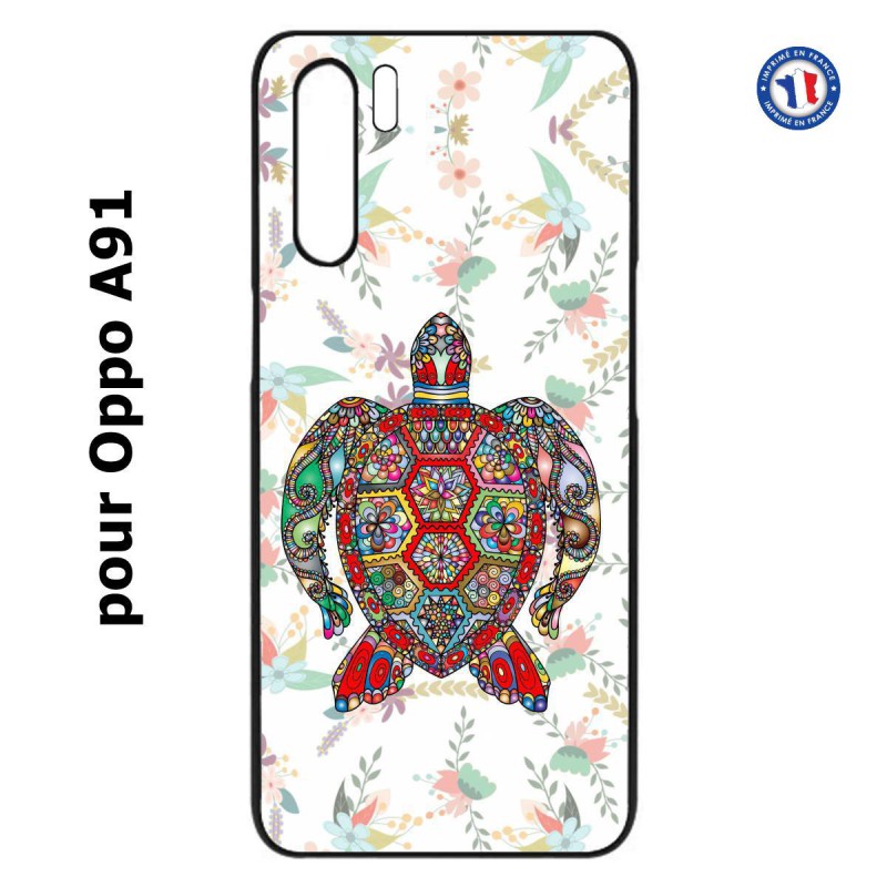 Coque pour Oppo A91 Tortue art floral