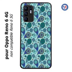 Coque pour Oppo Reno 6 4G Background cachemire motif bleu géométrique