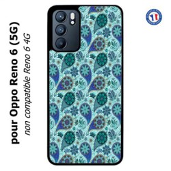 Coque pour Oppo Reno 6 (5G) Background cachemire motif bleu géométrique