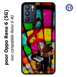 Coque pour Oppo Reno 6 (5G) clé de sol piano - solfège - musique
