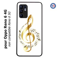 Coque pour Oppo Reno 6 4G clé de sol - solfège musique - musicien