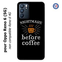Coque pour Oppo Reno 6 (5G) Nightmare before Coffee - coque café