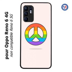 Coque pour Oppo Reno 6 4G Peace and Love LGBT - couleur arc en ciel