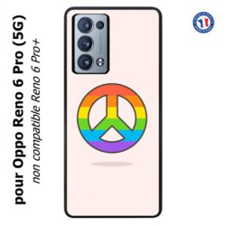Coque pour Oppo Reno 6 Pro (5G) Peace and Love LGBT - couleur arc en ciel