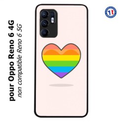 Coque pour Oppo Reno 6 4G Rainbow hearth LGBT - couleur arc en ciel Coeur LGBT