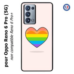 Coque pour Oppo Reno 6 Pro (5G) Rainbow hearth LGBT - couleur arc en ciel Coeur LGBT