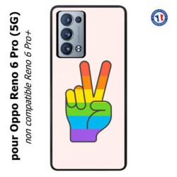 Coque pour Oppo Reno 6 Pro (5G) Rainbow Peace LGBT - couleur arc en ciel Main Victoire Paix LGBT
