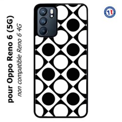Coque pour Oppo Reno 6 (5G) motif géométrique pattern noir et blanc - ronds et carrés