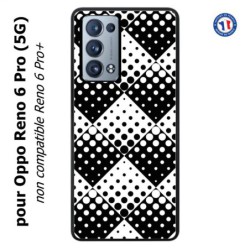 Coque pour Oppo Reno 6 Pro (5G) motif géométrique pattern noir et blanc - ronds carrés noirs blancs