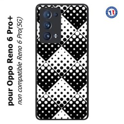 Coque pour Oppo Reno 6 Pro+ motif géométrique pattern noir et blanc - ronds carrés noirs blancs