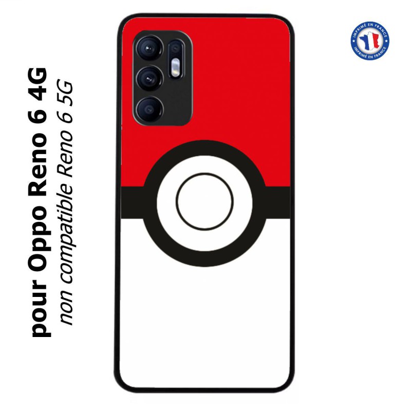 Coque pour Oppo Reno 6 4G rond noir sur fond rouge et blanc