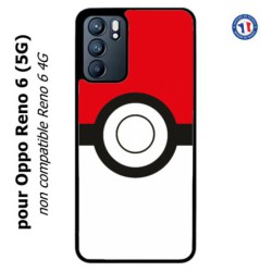 Coque pour Oppo Reno 6 (5G) rond noir sur fond rouge et blanc