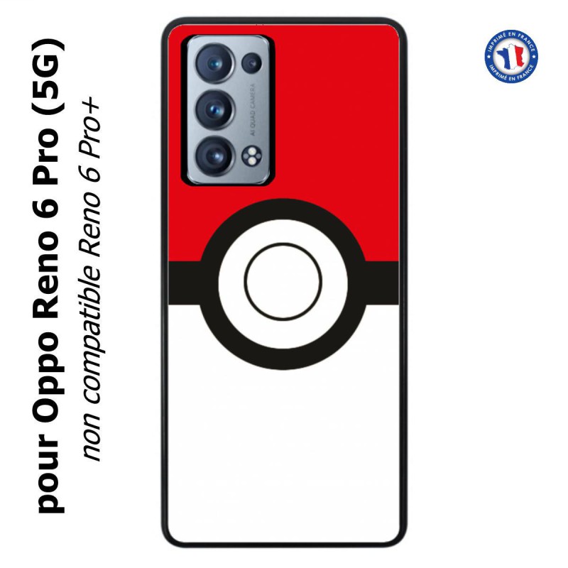 Coque pour Oppo Reno 6 Pro (5G) rond noir sur fond rouge et blanc