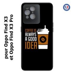 Coque pour Oppo Find X3 et Find X3 Pro Coffee is always a good idea - fond noir