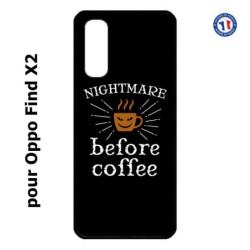Coque pour Oppo Find X2 Nightmare before Coffee - coque café