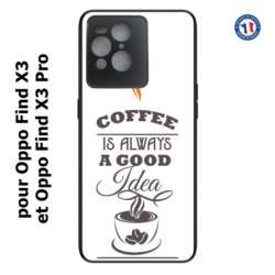 Coque pour Oppo Find X3 et Find X3 Pro Coffee is always a good idea - fond blanc