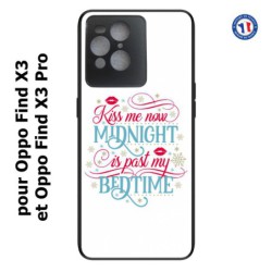 Coque pour Oppo Find X3 et Find X3 Pro Kiss me now Midnight is past my Bedtime amour embrasse-moi
