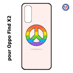 Coque pour Oppo Find X2 Peace and Love LGBT - couleur arc en ciel