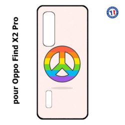 Coque pour Oppo Find X2 PRO Peace and Love LGBT - couleur arc en ciel