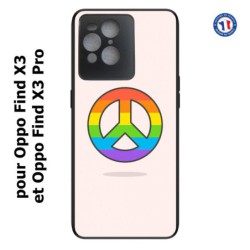 Coque pour Oppo Find X3 et Find X3 Pro Peace and Love LGBT - couleur arc en ciel