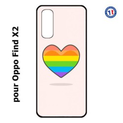 Coque pour Oppo Find X2 Rainbow hearth LGBT - couleur arc en ciel Coeur LGBT