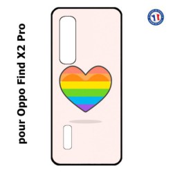 Coque pour Oppo Find X2 PRO Rainbow hearth LGBT - couleur arc en ciel Coeur LGBT