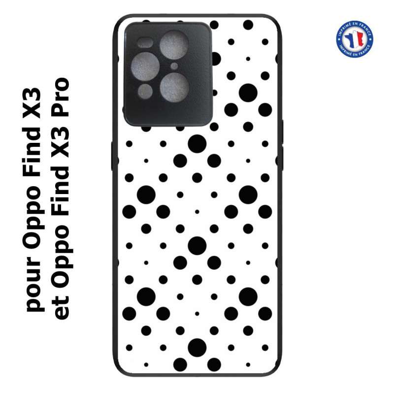 Coque pour Oppo Find X3 et Find X3 Pro motif géométrique pattern noir et blanc - ronds noirs sur fond blanc