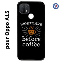 Coque pour Oppo A15 Nightmare before Coffee - coque café